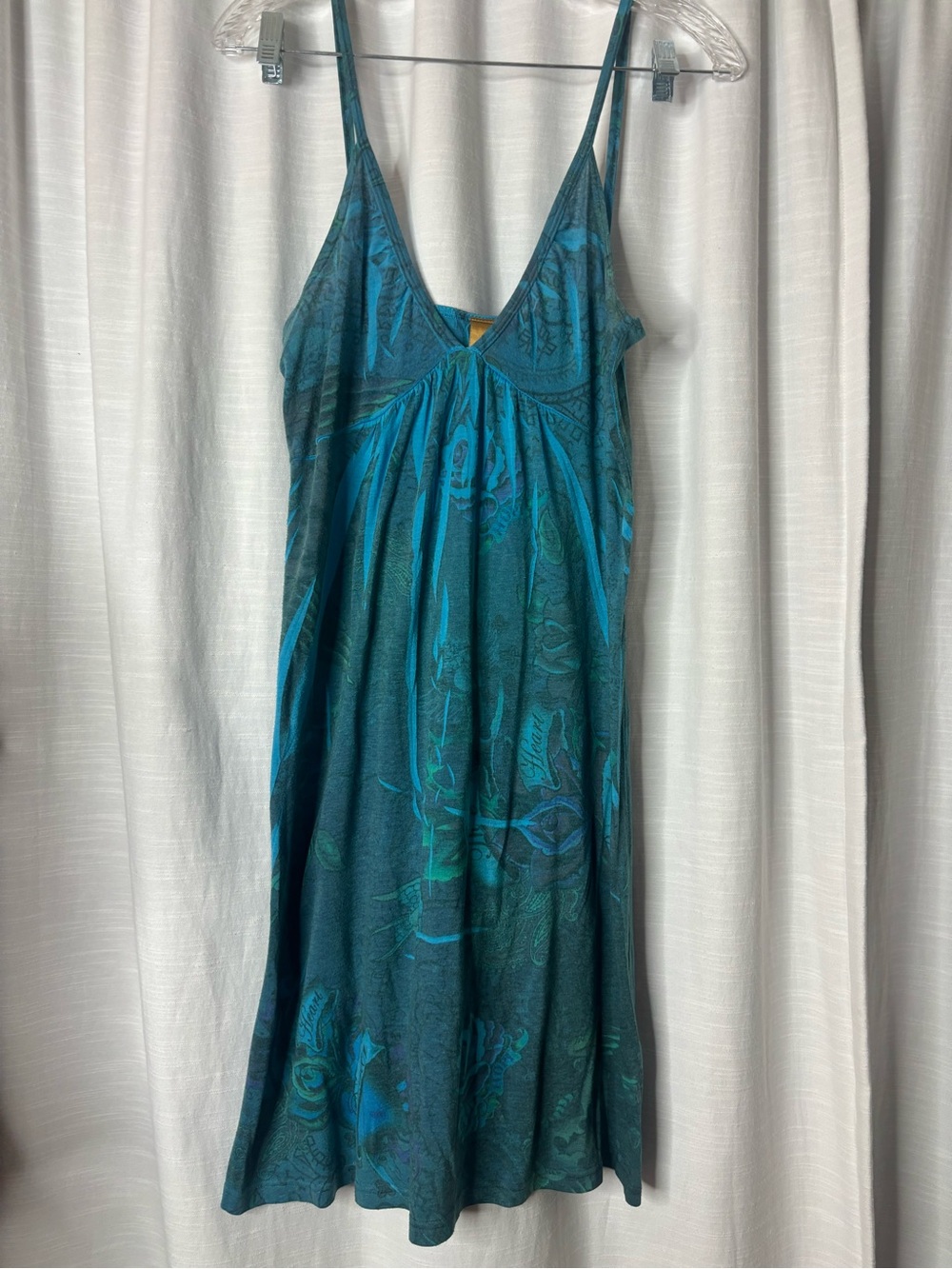 Y2K Teal Floral Midi Slip Dress - Women